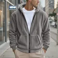 Warmer Herren-Fleece-Kapuzenpullover mit Reißverschluss in Grau für den Winterlook - S / Oberteile / Grau