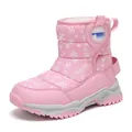 Stivali da neve invernali rosa per bambini con fodera calda e motivo a fiocchi - Rosa