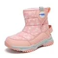 Stivali da neve rosa per bambini con motivo a fiocchi di neve e calda fodera in pile - Arancio Beige