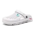 Zuecos de jardín blancos para hombre con insignia de dinosaurio y suela ondulada - 38 / Blanco