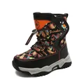 Warme Kinder-Winterstiefel mit buntem Tarnmuster und weichem Fleece-Futter für Winter - 26 / Schwarz Orange