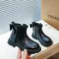 Bottines Martin noires pour filles avec nœud décoratif et bordure à pompons - Taille 24 Longueur Intérieure 15.2cm / Noir