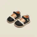 Elegant black Mary Jane shoes for toddler girls with lace trim and flower design - 12cm / Lace Camellia Princess Shoes (13MBX9072) / Black