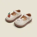 Soft beige baby girl toddler walking shoes featuring cute bunny and carrot 3D decorations - Internal Length 11.5cm / Beige