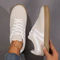 Retro lace-up women's sneakers in beige with vintage gum sole and white side stripes - Off White