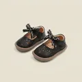 Black baby girl princess shoes with decorative bow and hollow-out design for toddlers - Internal Length 11.5cm / Black