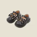 Classic black baby girl princess shoes featuring a cute polka-dot bow and soft soles - Inner Length 11.5cm / Polka Dot Bow Style / Black (19MBX3372)