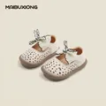 Cream-colored baby girl princess shoes with large lace bow and hollowed-out details - Internal Length 11.5cm / Beige