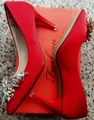 Red pointed-toe stiletto high heels featuring a luxury rhinestone buckle for weddings. - 34 / Leaf Style (A112) / Red