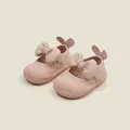 Pink soft-sole baby girl princess walking shoes with cute bow and bunny ears - Inner Length 11.5cm / Bow Rabbit Ear Princess Shoes / Pink (15MBX8063)