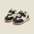 Elegantes zapatillas de paseo para niños en blanco y negro con cierre de velcro - Zapatos de marcha patchwork (31MBX2306) / Longitud Interior 12.0cm / Negro