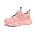 Lightweight pink breathable mesh children's sneakers featuring a modern swivel buckle - 30 / Pink