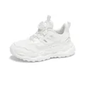 White children's breathable mesh sneakers featuring a convenient rotating lace system - 30 / White