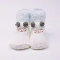 Detailed view of cute plush baby socks with cartoon embroidery and soft pom-pom details - 0-1 Years / Eye-White