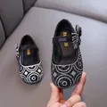 Elegant black girls princess shoes with sparkling rhinestone patterns - 27 / Black
