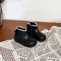 Zwarte leren laarzen voor meisjes met elegante kant en ritssluiting aan de zijkant - Zwart (Enkele schoenen)