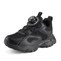 Sneakers da bambino in mesh nero traspirante con fibbia a rotella a chiusura rapida - 28 / Doppia Mesh Nera