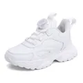 Sneakers sportive bianche traspiranti per bambini con chiusura a fibbia rotante - 28 / Superficie in Pelle Bianca
