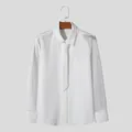 Detail shot of a white men's long-sleeve shirt featuring a unique mesh sleeve panel. - L / Tops / White
