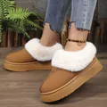 Vue détaillée des bottes de neige à plateforme marron pour femmes avec doublure en fourrure - Marron