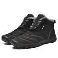 Detailed side view of black outdoor winter boots with warm fur lining and non-slip sole - 38 / Black(1877)