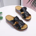 Casual women's black wedge sandals with hollow-out pattern and thick platform sole - 35 / Black