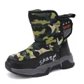 Botas de nieve de camuflaje para niños con forro polar cálido y suelas antideslizantes - Verde Militar