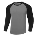 Slim fit men's long sleeve raglan T-shirt featuring grey and black ribbed knit fabric - S / Tops / Gray/Black Sleeve