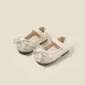 Elegant ivory girls princess shoes decorated with delicate pearls and rhinestones - Beige