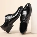 Eleganti scarpe casual da uomo in pelle di pecora nera lucida per occasioni formali - 38 / Stile Business in Pile Caldo (1685M-3) / Nero