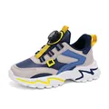 Scarpe sportive da ragazzo con mesh traspirante e sistema di allacciatura a rotella blu e grigio - 28 / Stile in Pelle Sintetica / Blu scuro
