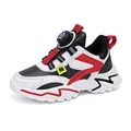 Scarpe sportive da ragazzo con fibbia rotante bianco nero e rosso - 28 / Stile in Pelle Sintetica / Nero Rosso (Superficie in pelle)