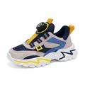 Scarpe da corsa per bambini blu e grigio con sistema di allacciatura a rotella - 28 / Stile a Rete / Blu scuro