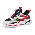 Scarpe da ginnastica traspiranti per ragazzi con chiusura a fibbia rotante rosso bianco nero - 28 / Stile a Rete / Nero rosso