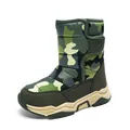 Botas de nieve cálidas para niños con diseño de camuflaje y suela de goma antideslizante - Verde Militar