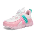 Stylische rosa-weiße klobige Sportschuhe für Mädchen mit praktischem Drehverschluss-System - 28 / Weiß-Rosa (Leder)