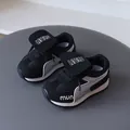 Trendy black and silver children's retro joggers with soft soles for autumn 2024 collection - Size 21 / Insole Length 13.5cm / Black (C303)