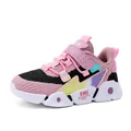 Baskets de sport respirantes en mesh rose et noir pour filles avec bride velcro - 28 / Rose Violet