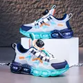Zapatillas deportivas de malla transpirable para niños con cierre de dial rotativo - Gris