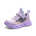 Breathable purple kids athletic sneakers featuring mesh upper and thick soft wavy sole - 30 / Light Purple