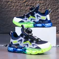 Zapatillas de malla transpirable para niños con cierre de rosca y suela azul - Azul marino