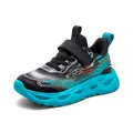 Breathable mesh sneakers for boys girls ages 6-12 with thick anti-slip soft sole - 30 / Black Blue