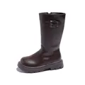 Girls classic brown tall leather boots with stylish side buckle and chunky sole. - Size 26 Inner Length 16.5CM / Brown