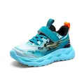 Breathable blue children's sports sneakers featuring cool dragon print and thick sole - 30 / Royal Blue Orange
