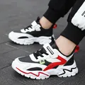 Children's breathable mesh running sneakers with anti-slip soft soles in white and black - 30 / Black Red