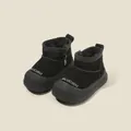 Black fur-lined baby snow boots with BALUCIGU print, warm winter shoes for toddlers - Size 15/Inner Length 12.5cm / Black