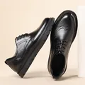 Zapatos brogue de cuero negro para hombre estilo casual de negocios suela blanda - 38 / Negro