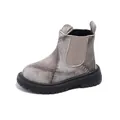 Stylish kids British style Chelsea boots with distressed finish for autumn wear - Size 21 / Inner Length 13.5cm / Khaki