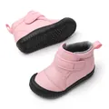 Pink children's winter snow boots with warm fleece lining and non-slip rubber soles - 19 / Pink
