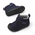 Navy blue children's fleece-lined snow boots with non-slip rubber soles and velcro. - 19 / Blue